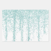 ブルーグリーンとレッドシークインのキラキラのラッピング紙 ラッピングペーパーシート (正面2)