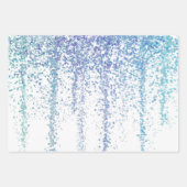 ブルーグリーンとレッドシークインのキラキラのラッピング紙 ラッピングペーパーシート (正面)