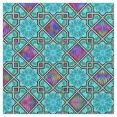 ブルーグリーンと明るいイスラムスタイルパターン ファブリック (クローズアップ)