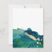 ブルーグリーンと金ゴールド(ばちゃばちゃ)跳ねる結婚式の日付を保存 セーブザデート (裏面)