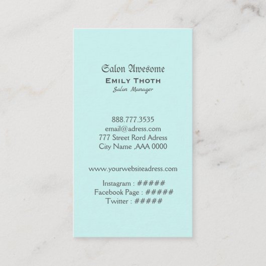 ブルーグリーンのウォーター水のデザイン 名刺 (裏面)