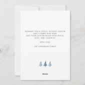 ブルーグリーンのクリスマスツリーのボーダー写真 シーズンカード (裏面)