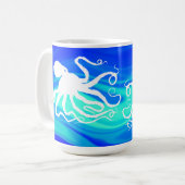 ブルーグリーンのタコ6 - 15 oz マグカップ (正面左)