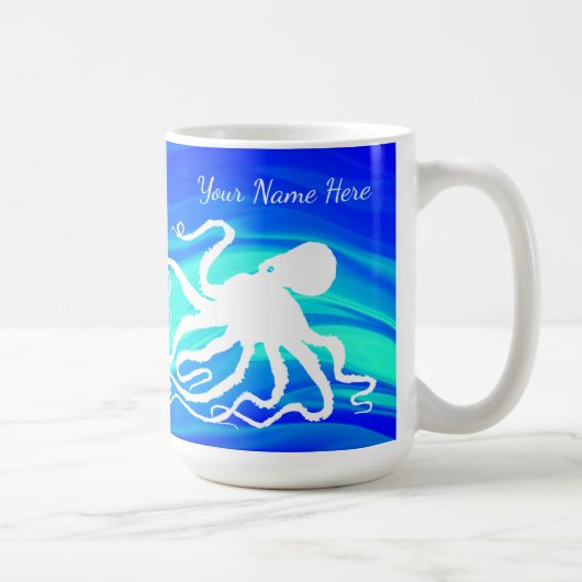 ブルーグリーンのタコ6 - 15 oz マグカップ (右)