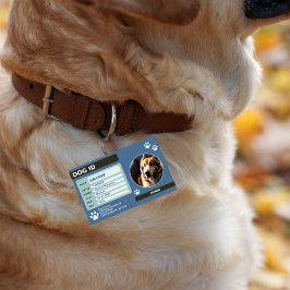 ブルーグリーンのモダンな犬の名札：シンプルでおしゃれ バッジ