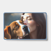 ブルーグリーンのモダンな犬の名札: シンプルでおしゃれ バッジ (裏面)