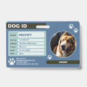 ブルーグリーンのモダンな犬の名札: シンプルでおしゃれ バッジ (正面)