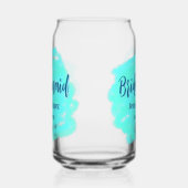 ブルーグリーンの水彩画のブライズメイド 名前と日付を追加 スタイリッシュ ガラス缶 (右)