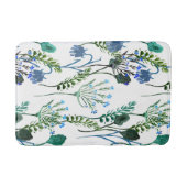 ブルーグリーンの水彩野の花 バスマット (正面)
