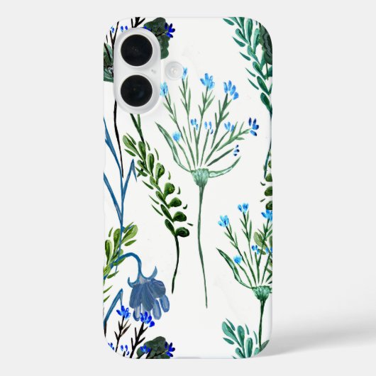 ブルーグリーンの水彩野の花 Case-Mate iPhoneケース (裏面)