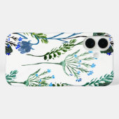 ブルーグリーンの水彩野の花 Case-Mate iPhoneケース (裏面 (横))