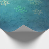 ブルーグリーンの色合いに美しい雪 ラッピングペーパー (角)
