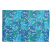 ブルーグリーンアイビーリーフの水色 枕カバー (裏面-左)