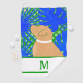 ブルーグリーンアイランドイエロードッグゴルフタオル ゴルフタオル (インサイチュ)