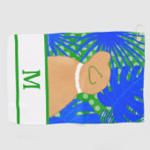 ブルーグリーンアイランドイエロードッグゴルフタオル ゴルフタオル (横)