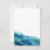 ブルーグリーンアクアウォーターカラーモダンウェディングRSVP 1 出欠カード (裏面)