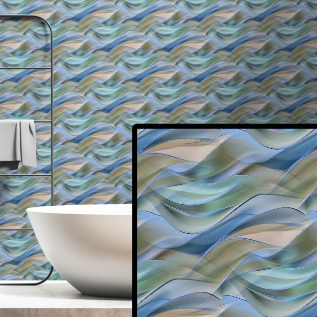 ブルーグリーンアクア抽象芸術波 壁紙 (クリエイターアップロード済み)