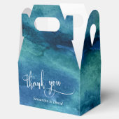 ブルーグリーンアクア水の色結婚の感謝の願い フェイバーボックス (オープン)