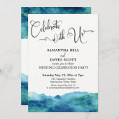 ブルーグリーンアクア水はっきりした色祝と米国 招待状 (正面/裏面)