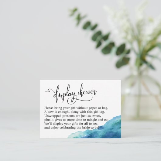 ブルーグリーンアクア水彩表示シャワーカード エンクロージャーカード (スタンド正面)