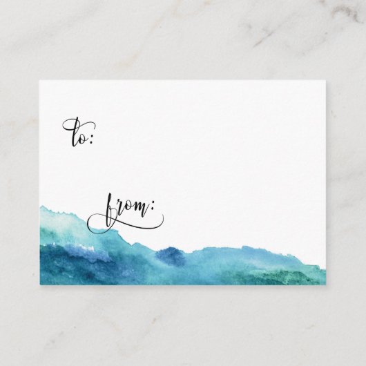 ブルーグリーンアクア水彩表示シャワーカード エンクロージャーカード (裏面)