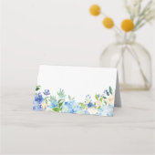 ブルーグリーンアジサイ花結婚のエスコートカード プレイスカード (裏面)