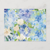 ブルーグリーンアジサイ花結婚の詳細カード エンクロージャーカード (裏面)