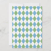 ブルーグリーンアーガイルゴルフ誕生日パルティー招待状 招待状 (裏面)