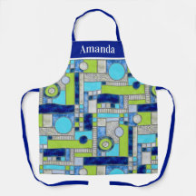 ブルーグリーンアールデコステンドグラス