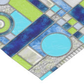 ブルーグリーンアールデコステンドグラス ショートテーブルランナー (コーナー)