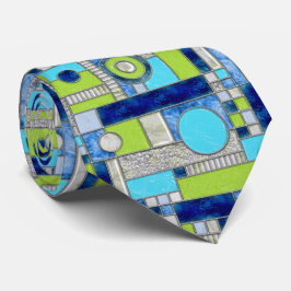 ブルーグリーンアールデコステンドグラス ネクタイ