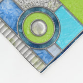 ブルーグリーンアールデコステンドグラス フリースブランケット (角)