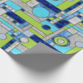 ブルーグリーンアールデコステンドグラス ラッピングペーパー (角)