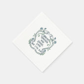 ブルーグリーンアールヌーボー結婚ズカクテル スタンダードカクテルナプキン (角)