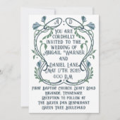 ブルーグリーンアールヌーボー結婚ズ 招待状 (正面)