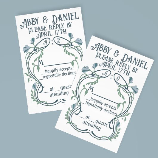 ブルーグリーンアールヌーボー 出欠カード