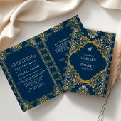 ブルーグリーンイエローイカットオールインワンシーク結婚ズ 招待状