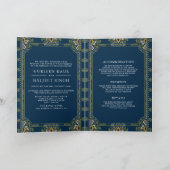ブルーグリーンイエローイカットオールインワンシーク結婚ズ 招待状 (内部)