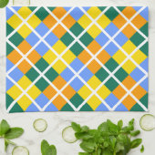 ブルーグリーンイエローオレンジ キッチンタオル (折り畳み)