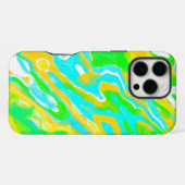 ブルーグリーンイエローカラフル抽象芸術大理石液体 iPhoneケース (裏面横)