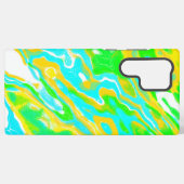 ブルーグリーンイエローカラフル抽象芸術大理石液体 SAMSUNG GALAXYケース (裏面横)