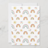 ブルーグリーンイエローレインボーカワイガールベビーシャワー 招待状 (裏面)