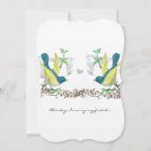 ブルーグリーンイエローヴィンテージ鳥結婚式招待状 招待状 (裏面)