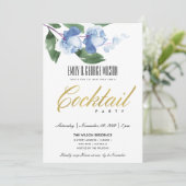 ブルーグリーンインク水カラーフローラカクテルパーティー 招待状 (スタンド正面)
