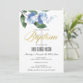 ブルーグリーンインク洗浄水色フローラ洗礼 招待状 (スタンド正面)