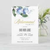 ブルーグリーンインク洗浄水色フローラ退職 招待状 (スタンド正面)