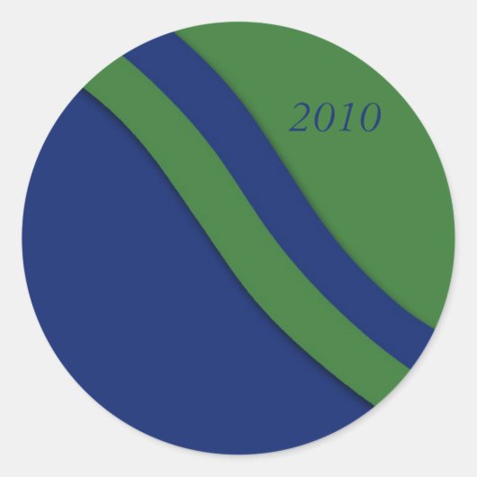 ブルーグリーンウェーブ卒業ステッカー ラウンドシール (正面)