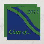 ブルーグリーンウェーブ卒業招待状 招待状 (正面/裏面)