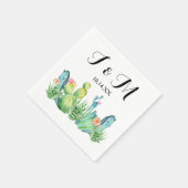 ブルーグリーンウォーターカラーサボテンパーティーナプキン スタンダードカクテルナプキン (角)