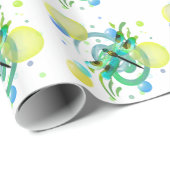 ブルーグリーンウォーターカラートンボ包み紙 ラッピングペーパー (ロールコーナー)